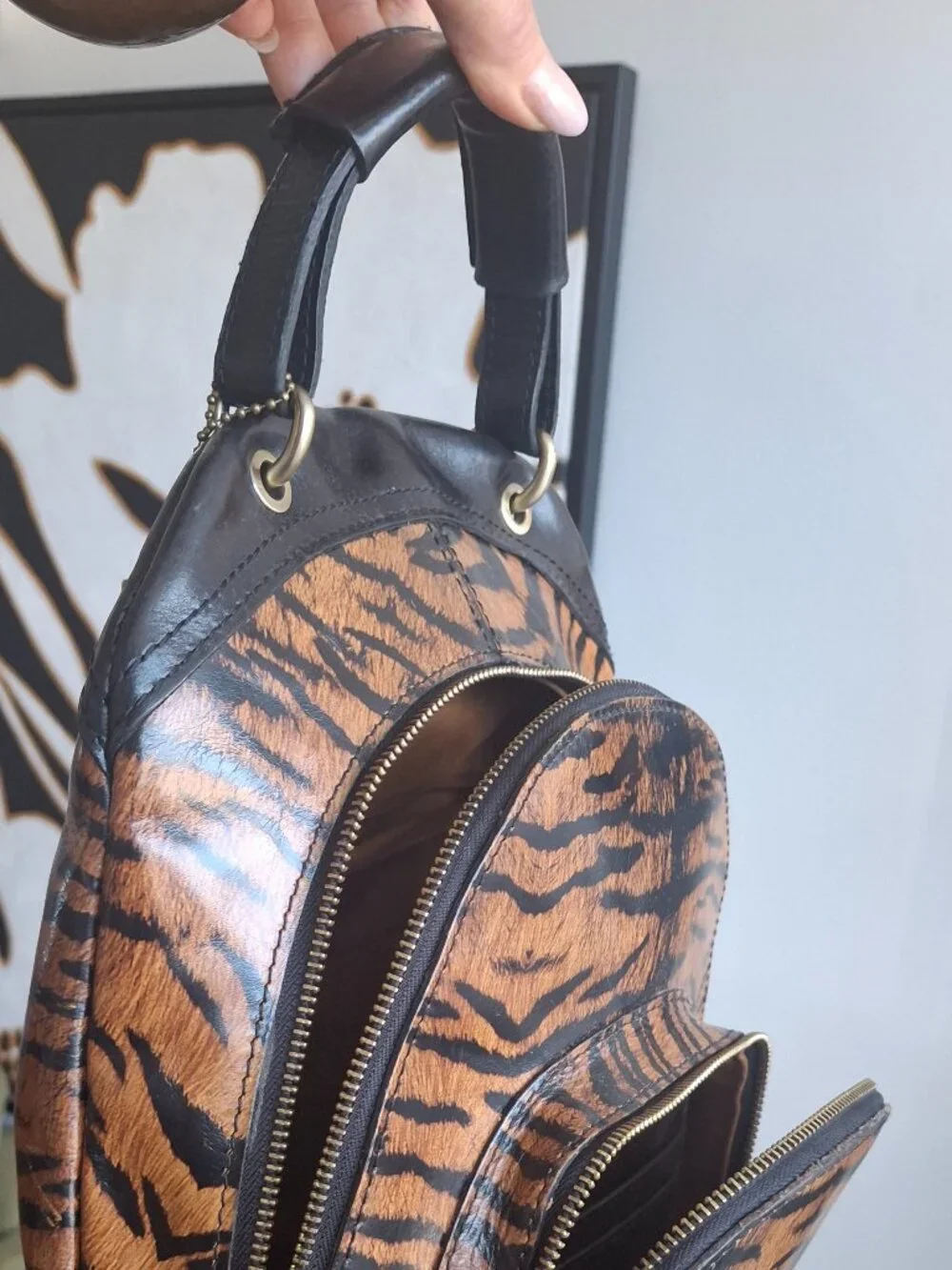 Patricia Nash Tiger Print Leather Backpack